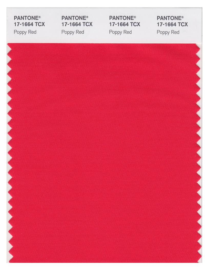 Pantone Smart 17-1664 TCX Color Swatch Card | Poppy Red 